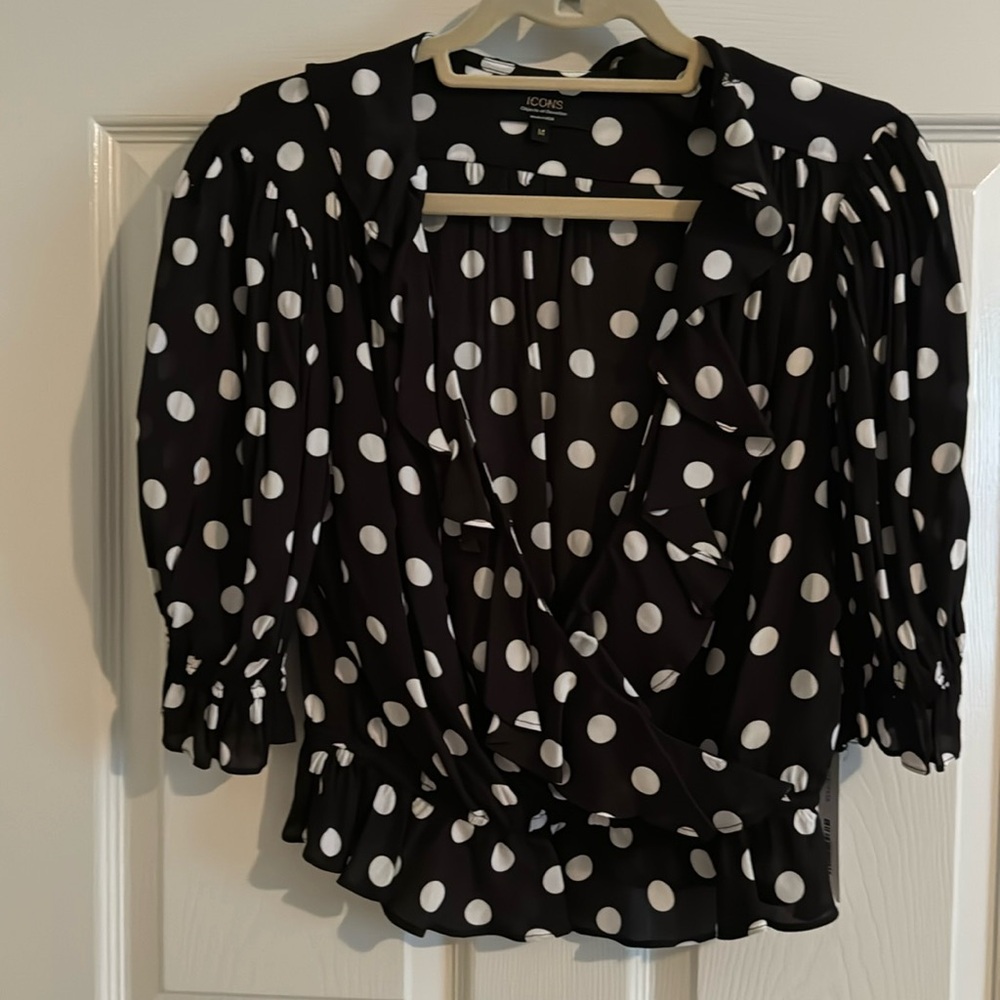 NWT Icons objects of devotion Cha cha blouse in polka dot